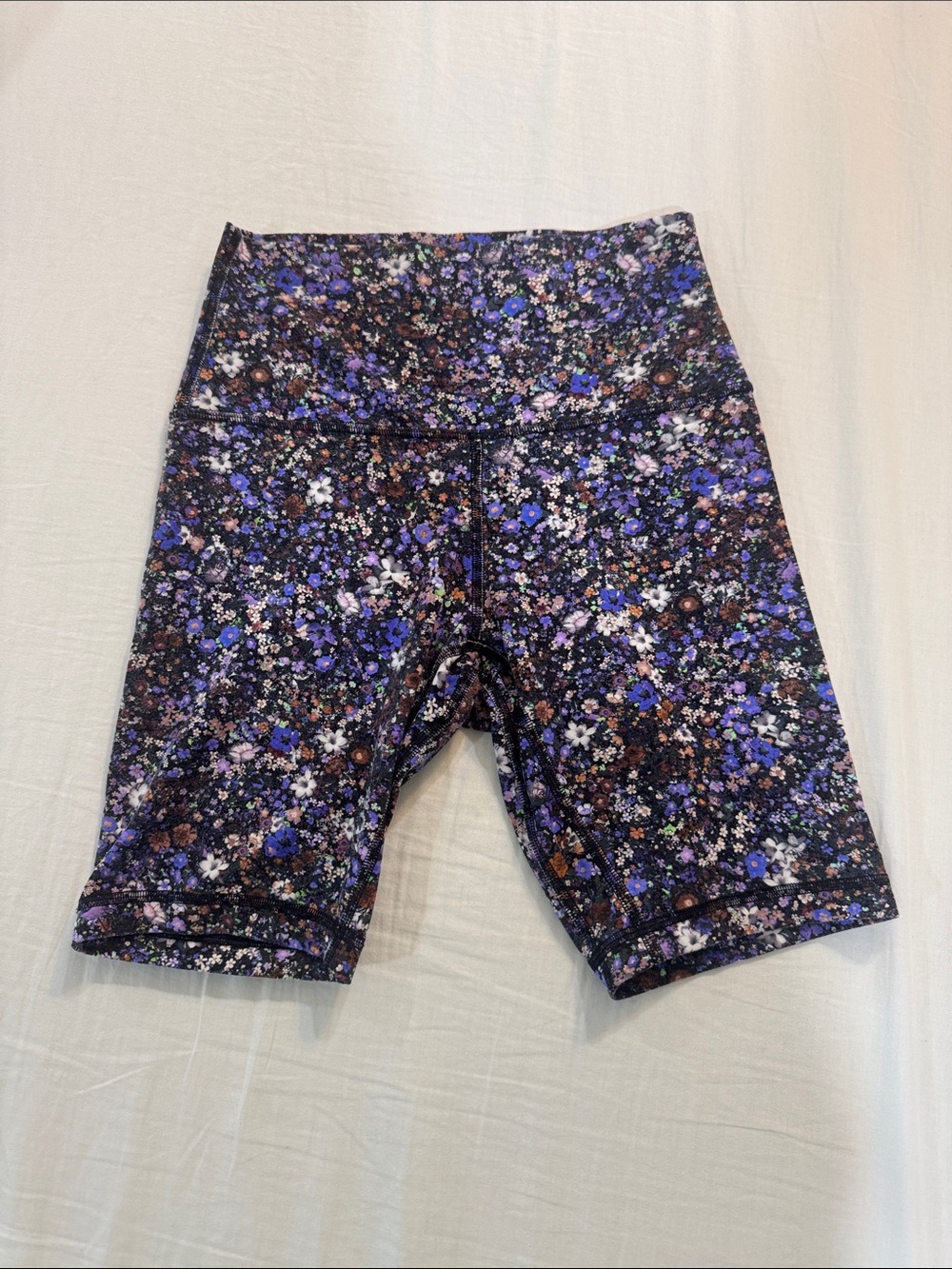 Lulu Lemon 4” Wunder Under High-Waist Purple Floral Biker Shorts